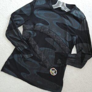 CUSTO BARCELONA Ladies Top Size S Artsy Geometric Design + Embellishments NWOT